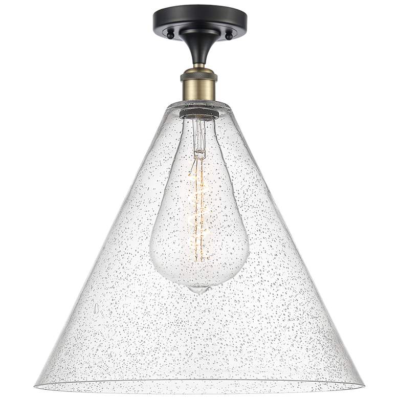 Image 1 Berkshire  16" Semi-Flush Mount - Black Antique Brass - Seedy Shade