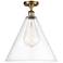 Berkshire  16" Semi-Flush Mount - Brushed Brass - Clear Shade