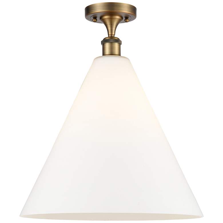 Image 1 Berkshire 16" Semi-Flush Mount - Brushed Brass - Matte White Shade