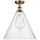 Berkshire 16" Semi-Flush Mount - Brushed Brass - Seedy Shade