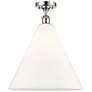 Berkshire  16" Semi-Flush Mount - Polished Nickel - Matte White Shade