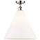 Berkshire  16" Semi-Flush Mount - Polished Nickel - Matte White Shade