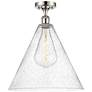 Berkshire  16" Semi-Flush Mount - Polished Nickel - Seedy Shade
