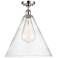 Berkshire  16" Semi-Flush Mount - Polished Nickel - Seedy Shade
