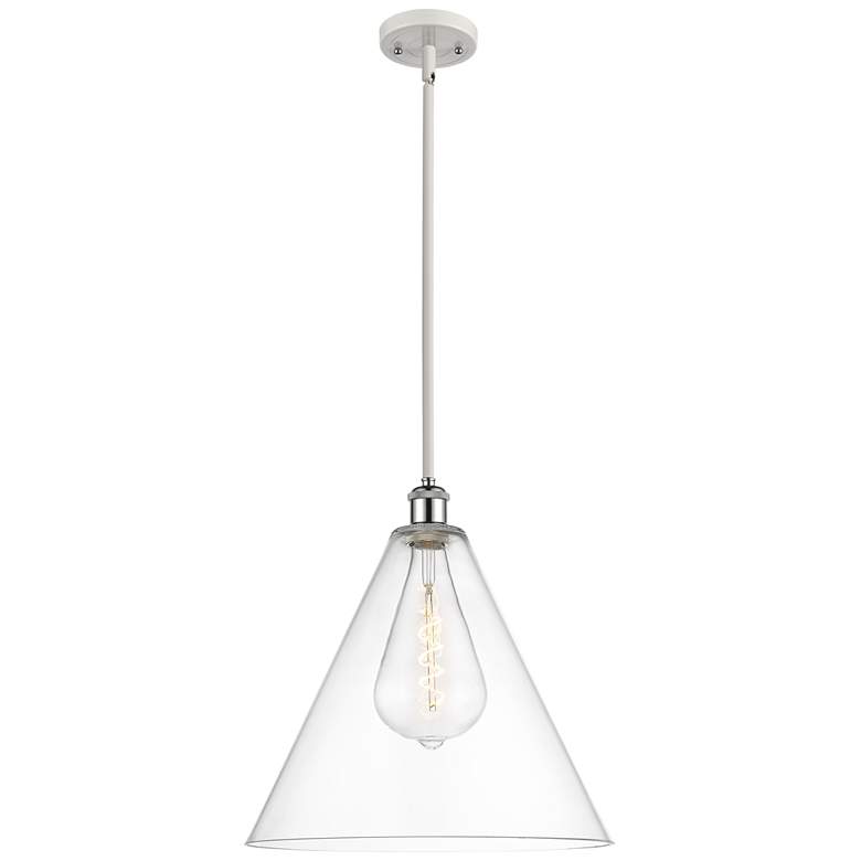 Image 1 Berkshire 16" White & Chrome LED Pendant With Clear Shade