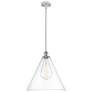 Berkshire 16" White &#38; Chrome LED Pendant With Clear Shade