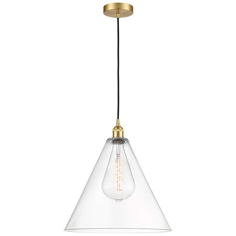 Image 1 Berkshire 16" Wide Satin Gold Pendant Light with Clear Glass