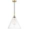 Berkshire 16" Wide Satin Gold Pendant Light with Clear Glass