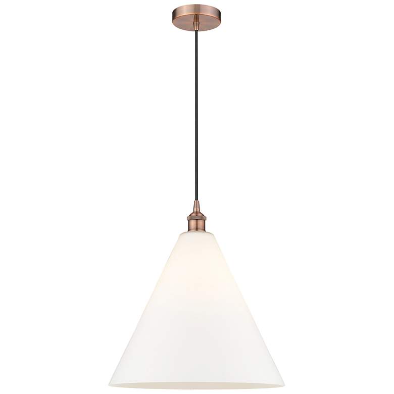 Image 1 Berkshire 16"W Antique Copper Pendant Light w/ White Glass