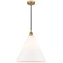 1_Berkshire 16"W Brushed Brass Pendant Light with White Glass