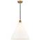 Berkshire 16"W Brushed Brass Pendant Light with White Glass