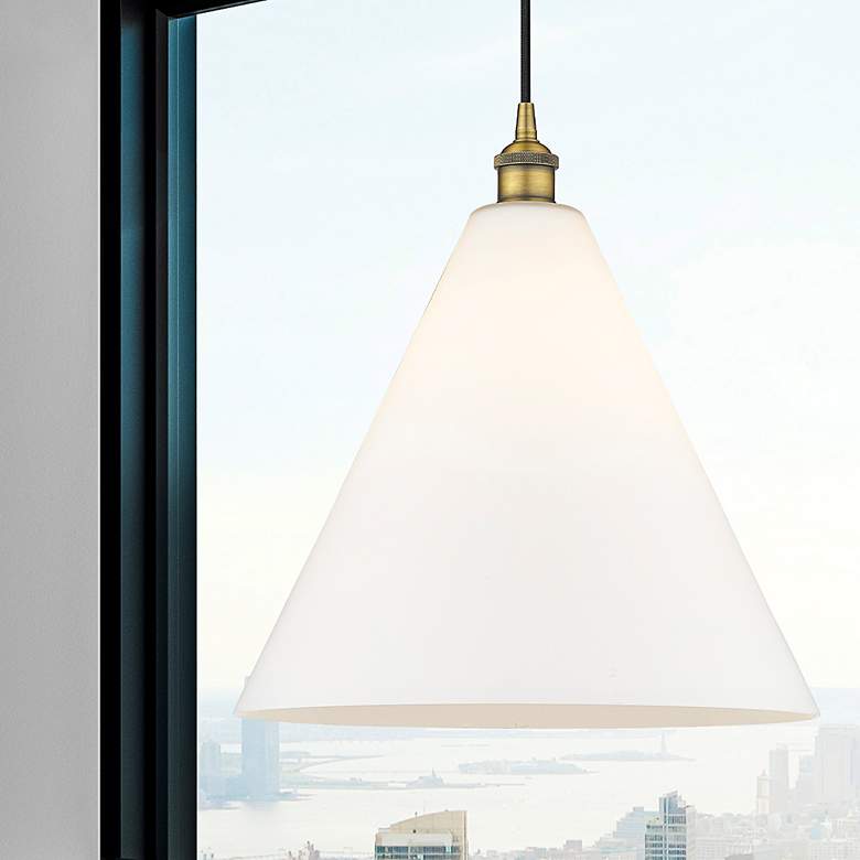 Image 2 Berkshire 16"W Brushed Brass Pendant Light with White Glass more views