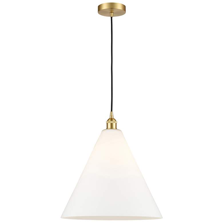 Image 1 Berkshire 16"W Satin Gold Corded Mini Pendant w/ Matte White Shade