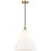 Berkshire 16"W Satin Gold Corded Mini Pendant w/ Matte White Shade
