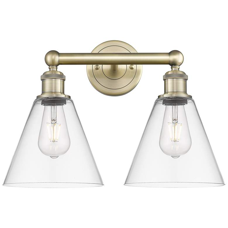Image 1 Berkshire 17" Wide 2 Light Antique Brass Bath Vanity Light With Clear