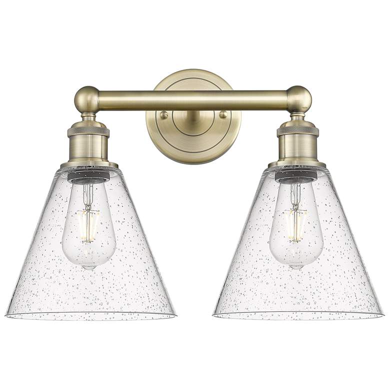 Image 1 Berkshire 17" Wide 2 Light Antique Brass Bath Vanity Light With Seedy