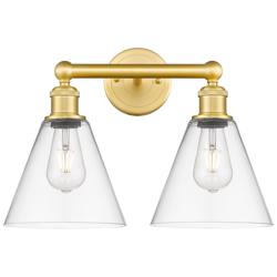 Berkshire 17&quot; Wide 2 Light Satin Gold Bath Vanity Light With Clear Sha