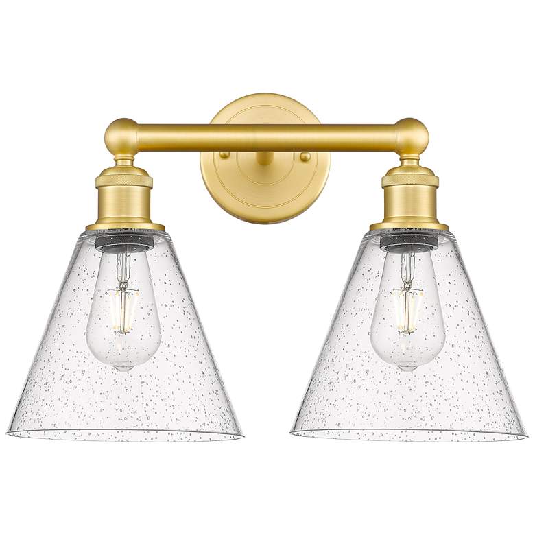 Image 1 Berkshire 17" Wide 2 Light Satin Gold Bath Vanity Light With Seedy Sha