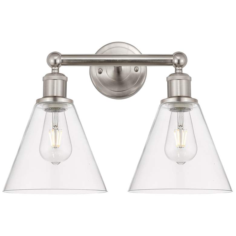 Image 1 Berkshire 17" Wide 2 Light Satin Nickel Bath Vanity Light With Clear S
