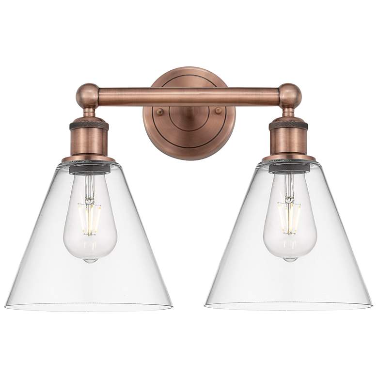 Image 1 Berkshire 17"W 2 Light Antique Copper Bath Vanity Light With Clear Sha