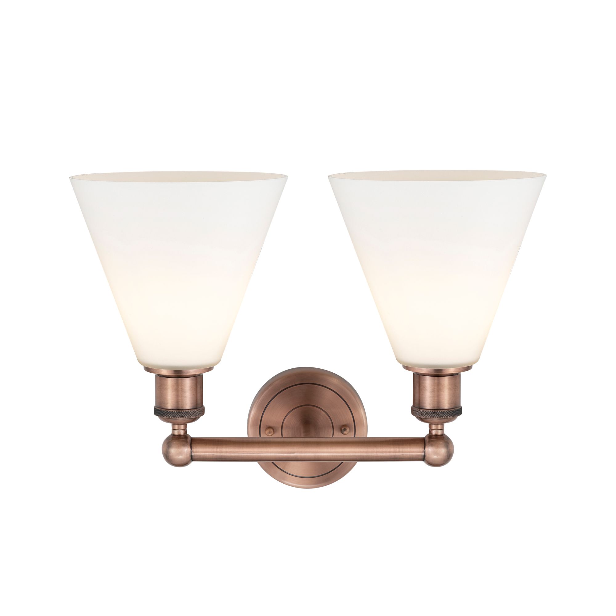 Image 4 Berkshire 17"W 2 Light Antique Copper Bath Vanity Light With White Sha more views
