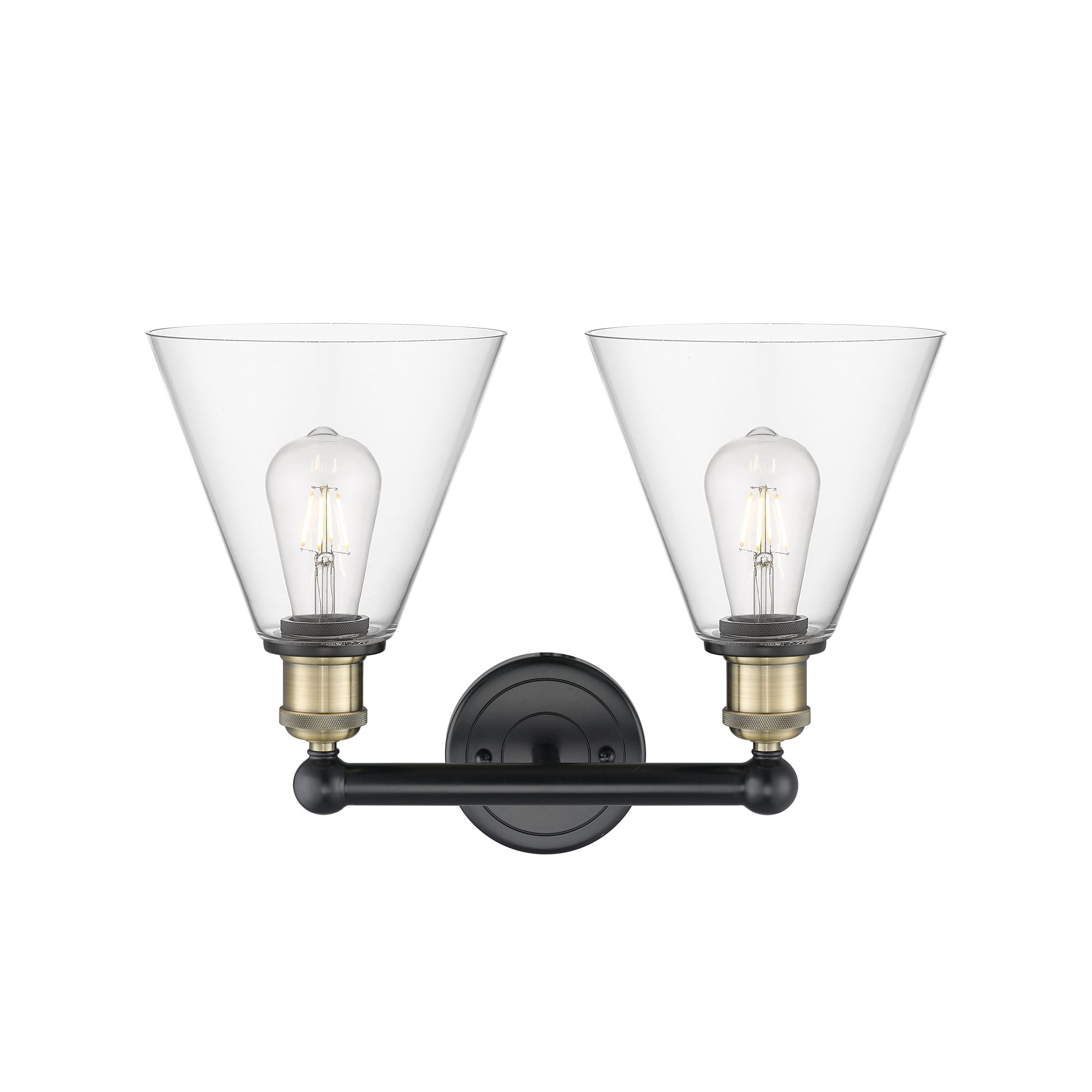 Image 2 Berkshire 17"W 2 Light Black Antique Brass Bath Light With Clear Shade more views
