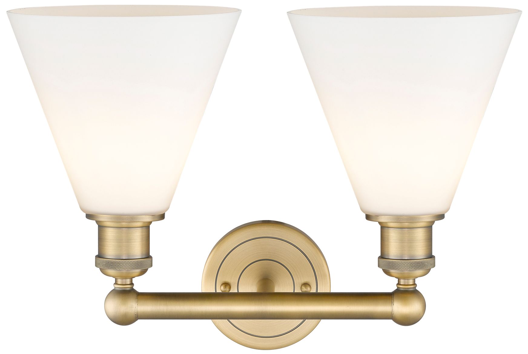 Image 2 Berkshire 17"W 2 Light Brushed Brass Bath Vanity Light With White Shad more views