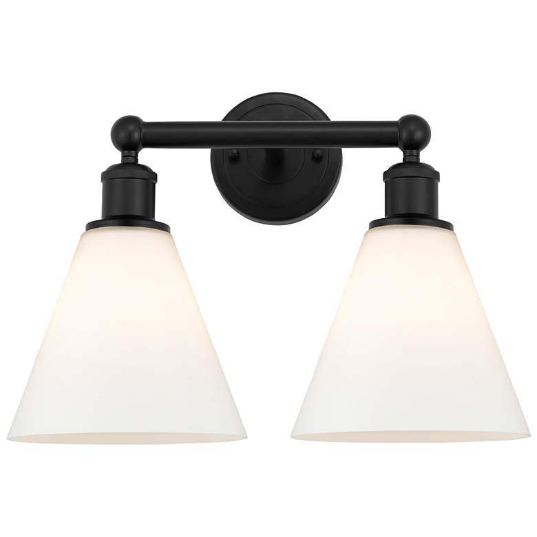 Image 1 Berkshire 17"W 2 Light Matte Black Bath Vanity Light With Matte White