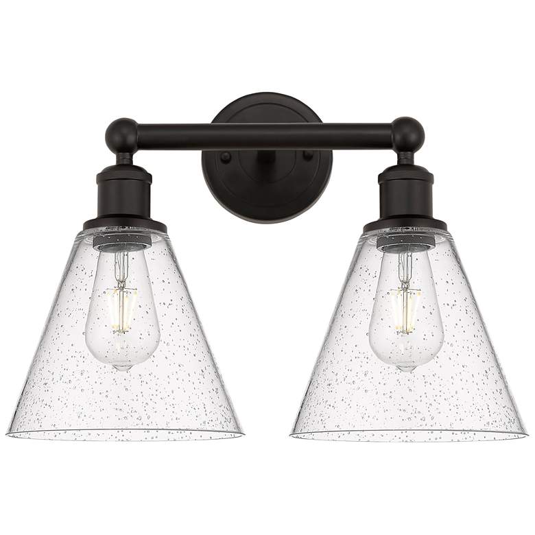 Image 1 Berkshire 17"W 2 Light Oil Rubbed Bronze Bath Vanity Light With Seedy
