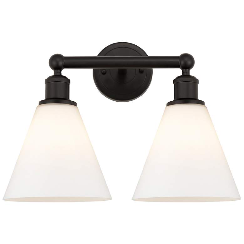 Image 1 Berkshire 17"W 2 Light Oil Rubbed Bronze Bath Vanity Light With White
