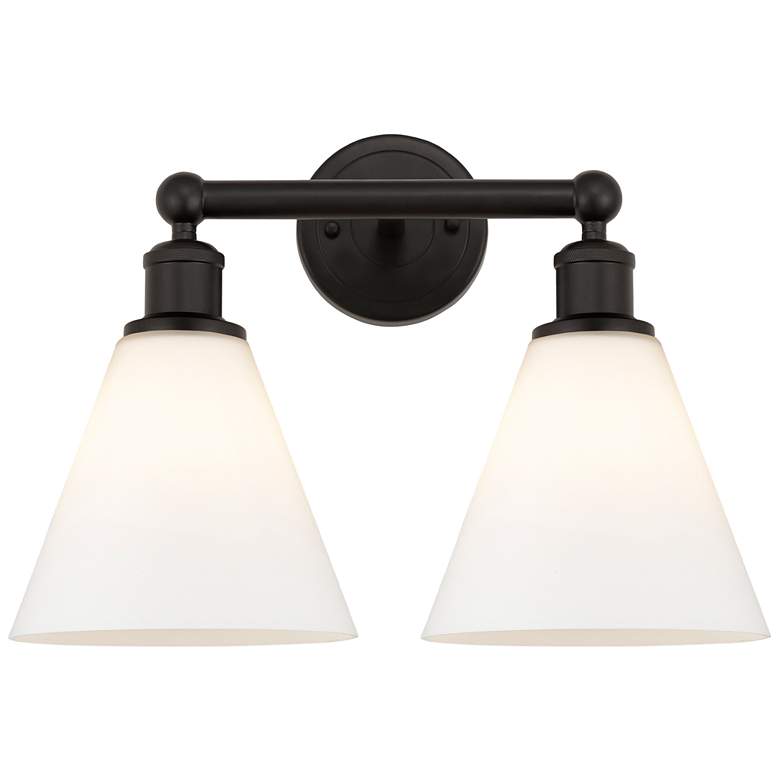 Image 1 Berkshire 17 inchW 2 Light Oil Rubbed Bronze Bath Vanity Light With White 