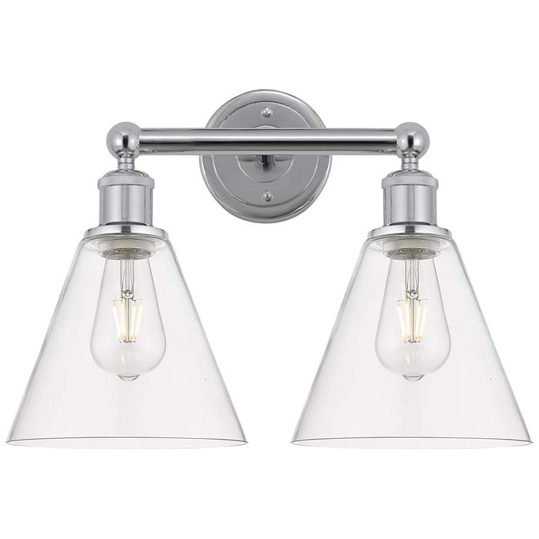 Image 1 Berkshire 17"W 2 Light Polished Chrome Bath Vanity Light With Clear Sh