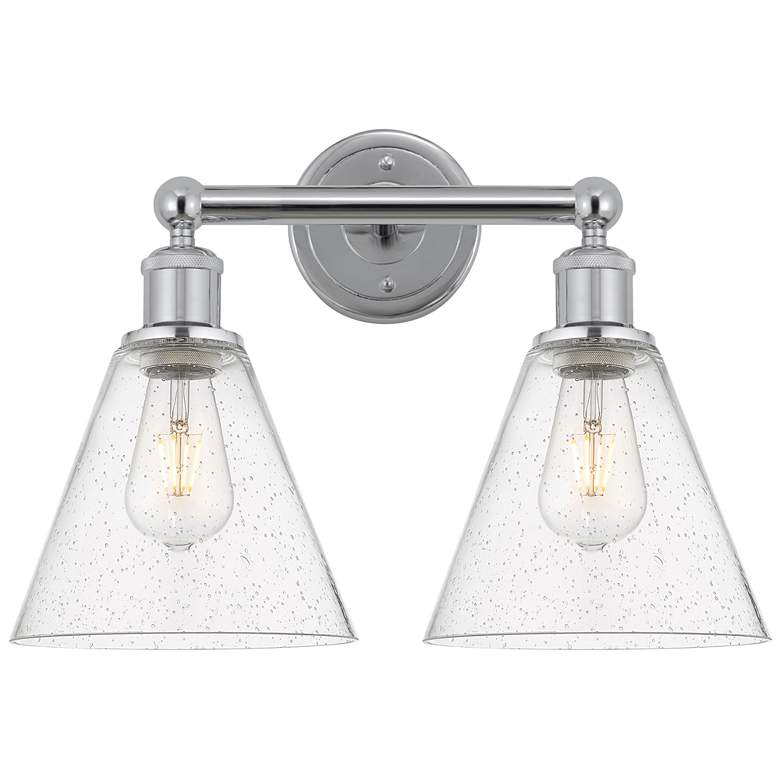 Image 1 Berkshire 17"W 2 Light Polished Chrome Bath Vanity Light With Seedy Sh