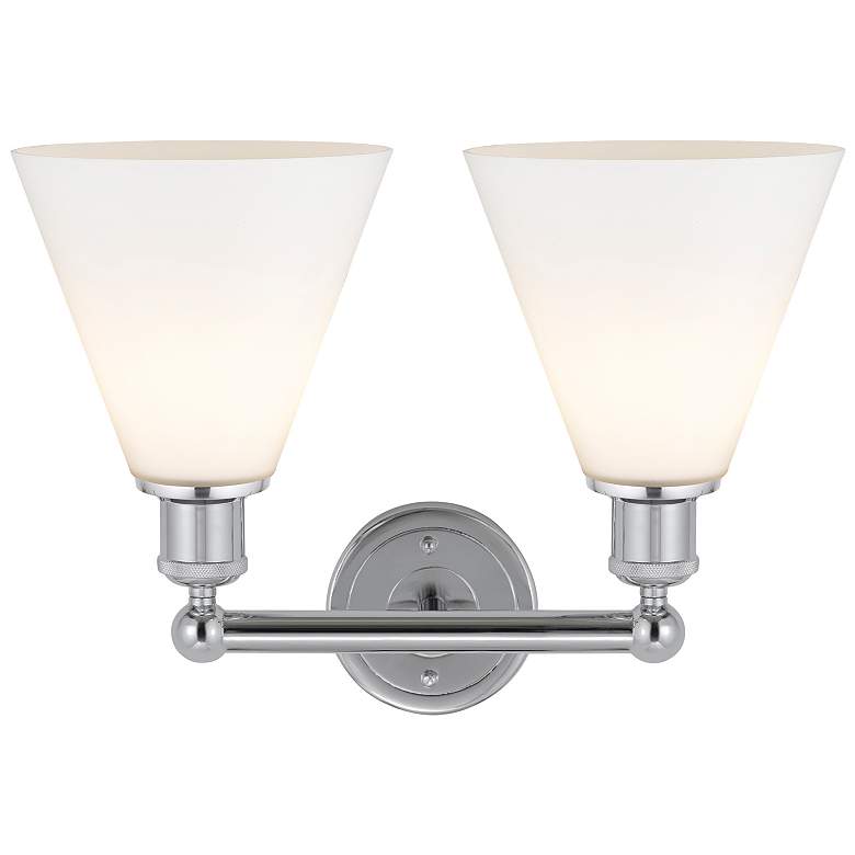 Image 2 Berkshire 17"W 2 Light Polished Chrome Bath Vanity Light With White Sh more views