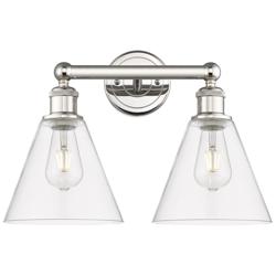 Berkshire 17&quot;W 2 Light Polished Nickel Bath Vanity Light With Clear Sh