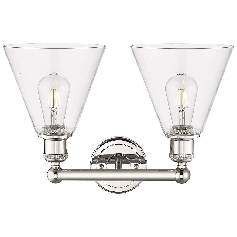 Image 2 Berkshire 17"W 2 Light Polished Nickel Bath Vanity Light With Clear Sh more views