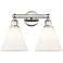 Berkshire 17"W 2 Light Polished Nickel Bath Vanity Light With White Sh