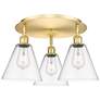 Berkshire 19.75" Wide 3 Light Satin Gold Flush Mount With Clear Glass 