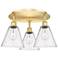Berkshire 19.75" Wide 3 Light Satin Gold Flush Mount With Seedy Glass