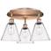 Berkshire 19.75"W 3 Light Antique Copper Flush Mount With Seedy Glass