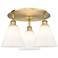 Berkshire 19.75"W 3 Light Brushed Brass Flush Mount w/ White Shade