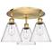 Berkshire 19.75"W 3 Light Brushed Brass Flush Mount With Seedy Glass S