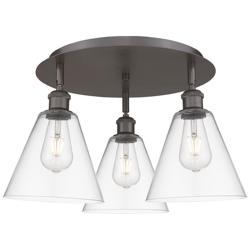 Berkshire 19.75&quot;W 3 Light Oil Rubbed Bronze Flush Mount w/ Clear Shade