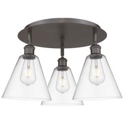 Berkshire 19.75"W 3 Light Oil Rubbed Bronze Flush Mount w/ Clear Shade