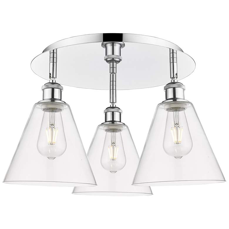 Image 1 Berkshire 19.75"W 3 Light Polished Chrome Flush Mount w/ Clear Glass S