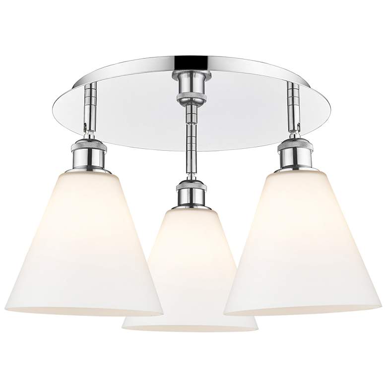 Image 1 Berkshire 19.75"W 3 Light Polished Chrome Flush Mount w/ White Shade