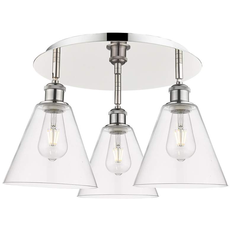 Image 1 Berkshire 19.75"W 3 Light Polished Nickel Flush Mount w/ Clear Glass S