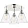 Berkshire 19.75"W 3 Light Polished Nickel Flush Mount w/ Seedy Glass S