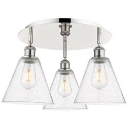 Berkshire 19.75"W 3 Light Polished Nickel Flush Mount w/ Seedy Glass S