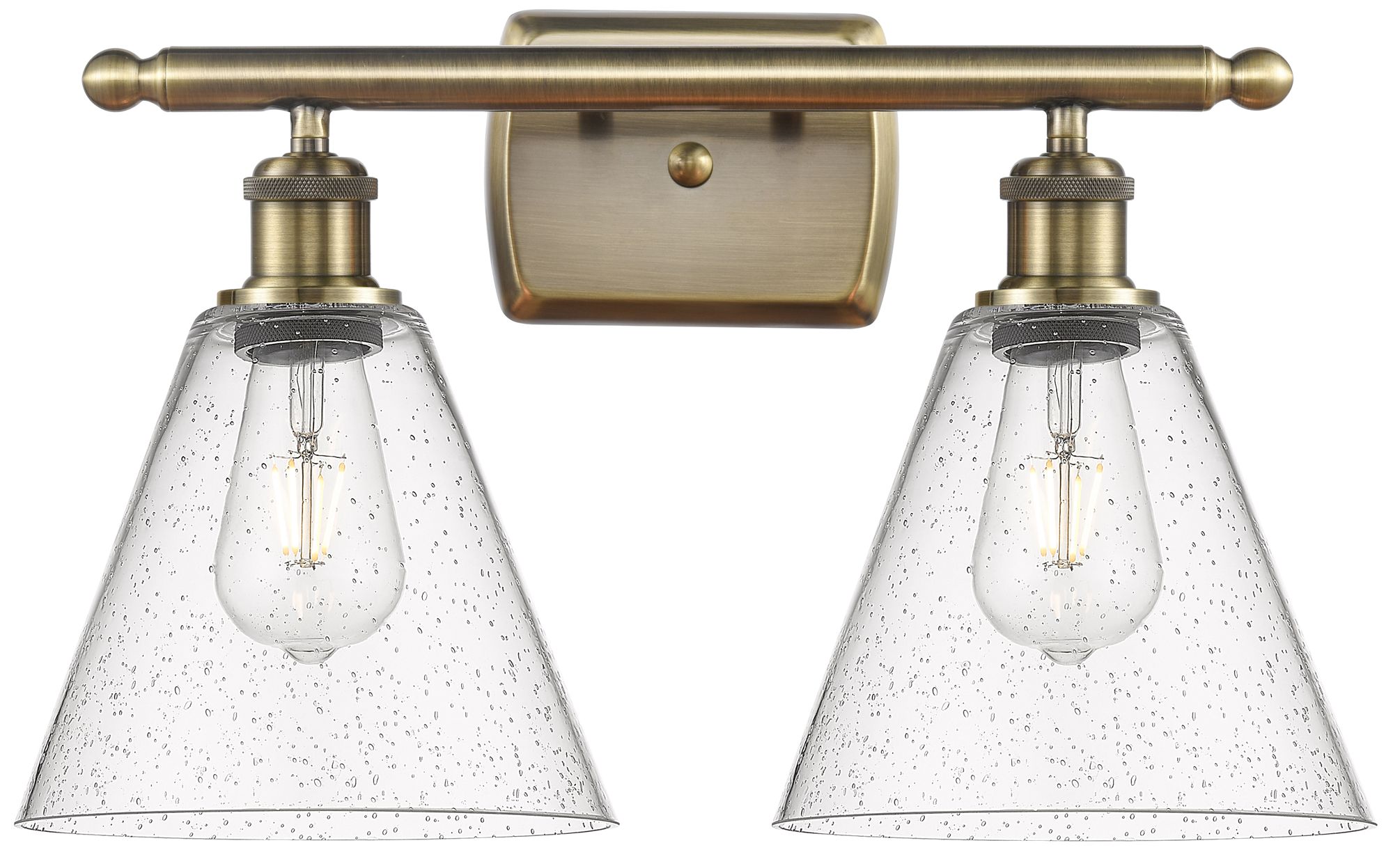 Berkshire 2 Light 18" Bath Light - Antique Brass - Seedy Shade